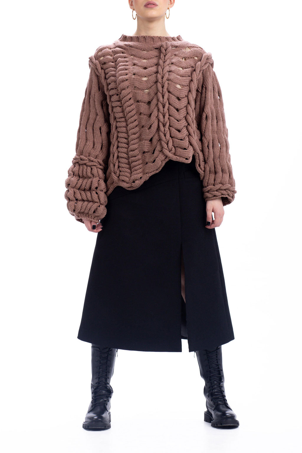 Wave Sweater in Dark Beige by Abôvian, Product type - Sweater, Designed by LOOM Weaving